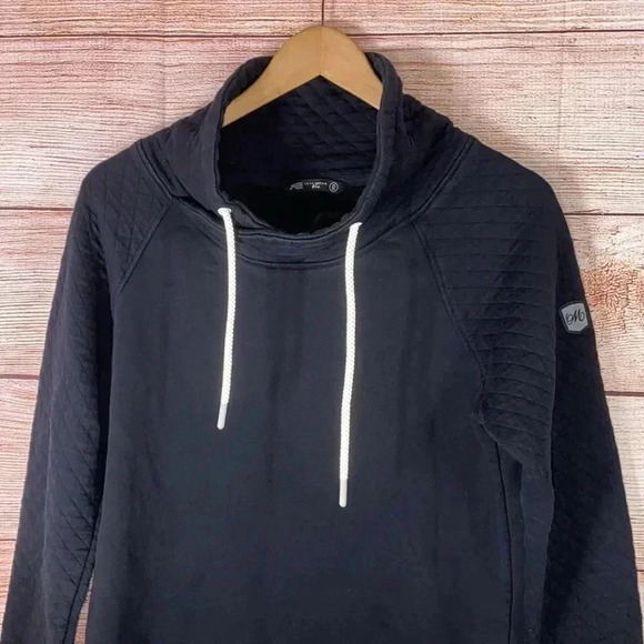 Levelwear Women’s Pullover Vega Funnel Neck Sweatshirt Slit Back Black Medium - Picture 2 of 7